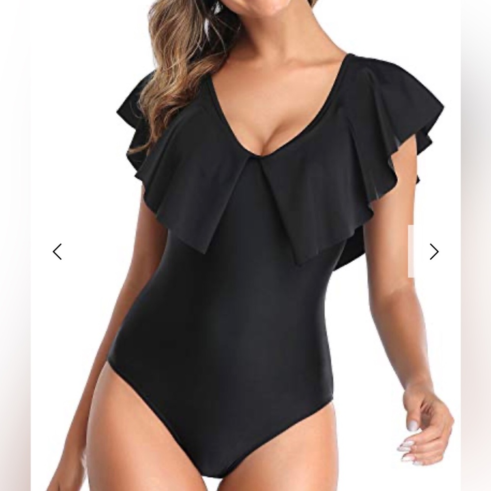 Tempt Me Flounce Sleeve V Neck One Piece Swimsuit Size XXL